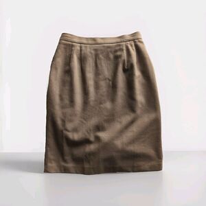 Vintage Tan International Scene Above Knee Wool Pencil Skirt Fitted 9/10(28")
